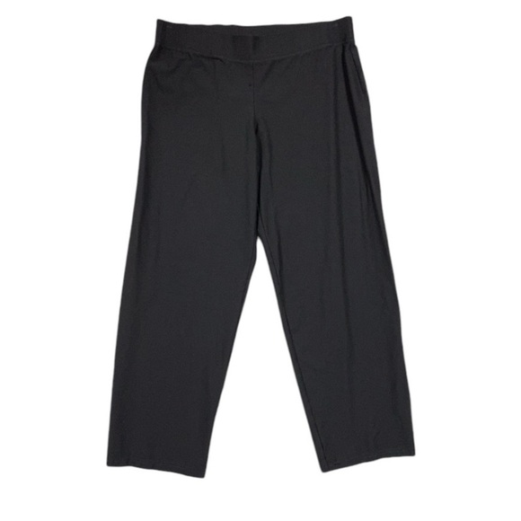 Eileen Fisher System Washable Stretch Crepe Straight Pant Women Size Large Black - Picture 1 of 6